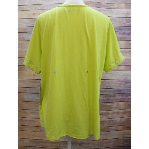 Jessica Simpson Top Junior Short Sleeve Mesh Insert Shirt Electric Lime M - Picture 4 of 10